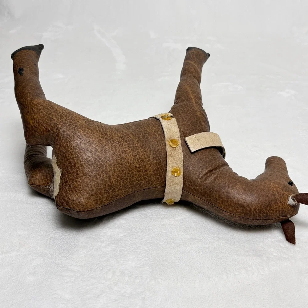 Mid Century Faux Leather Horse Plush Figurine Rustic Farmhouse Decor 12